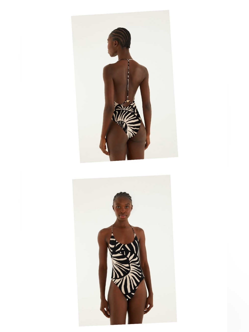 Black & Cream Shell Detail One-Piece Swimsuit
